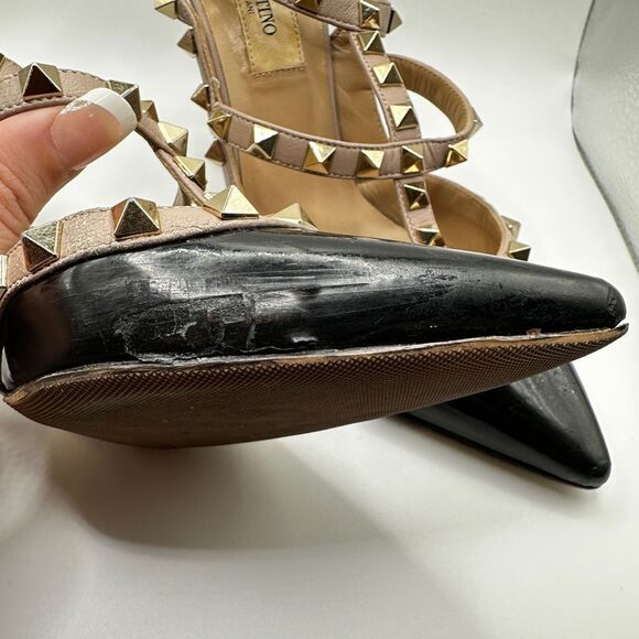 Pre-loved VALENTINO GARAVANI Patent Leather Rockstud Ankle Strap Pumps Size 36 - Picture 9 of 17
